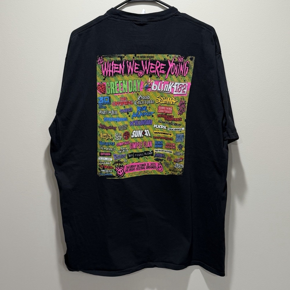 When We Were Young Festival 2023 T-Shirt Green Day Blink-182 Black Tee Men's 2XL - Picture 2 of 10